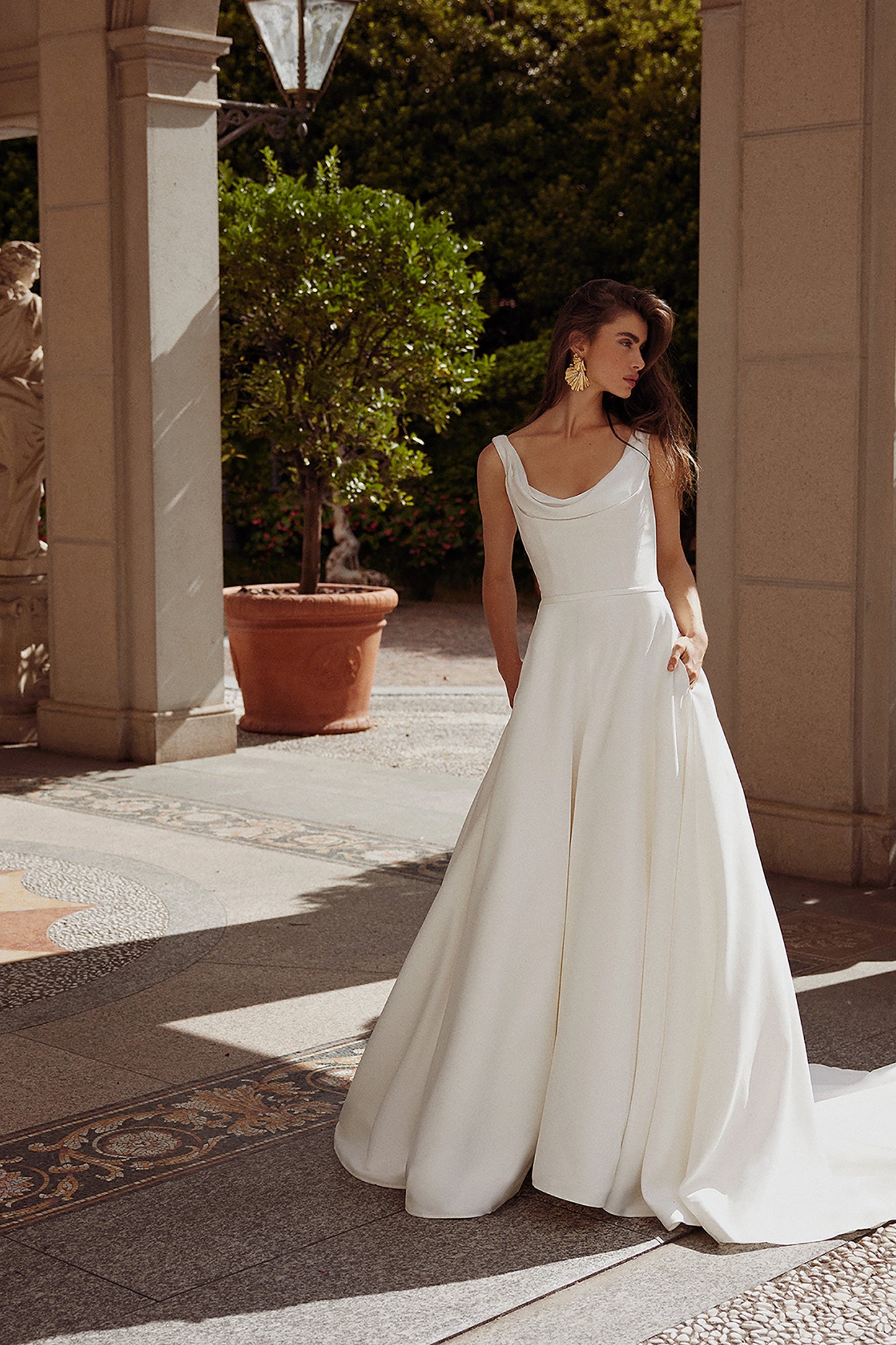 Justin Alexander Wedding Dress with Crepe Bodice and Satin Skirt