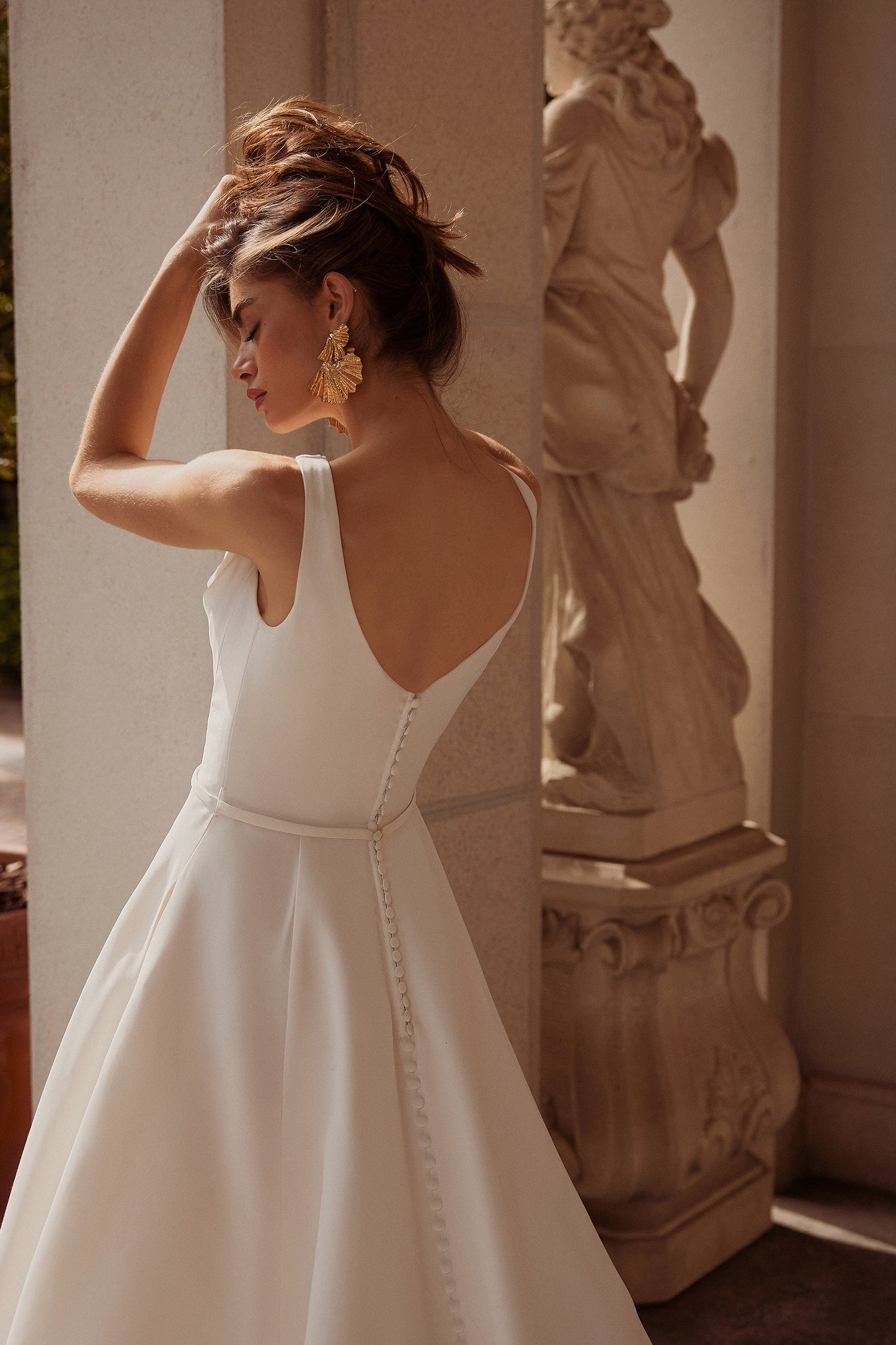 Justin Alexander Wedding Dress with Crepe Bodice and Satin Skirt