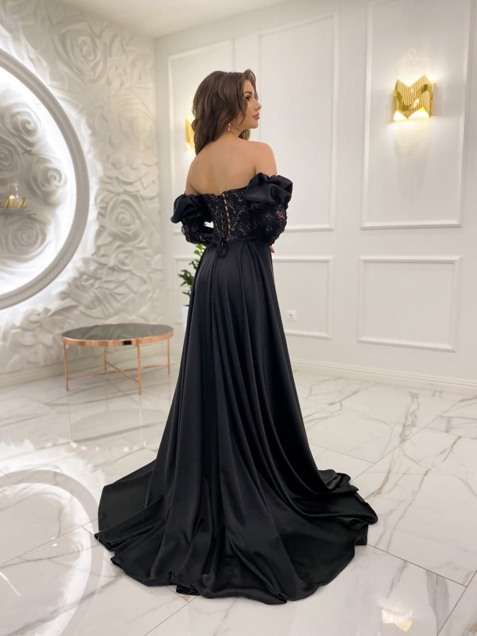 Black satin dress