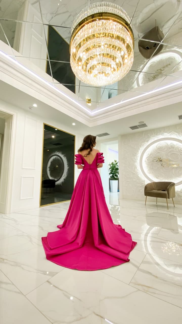 Hot pink satin dress