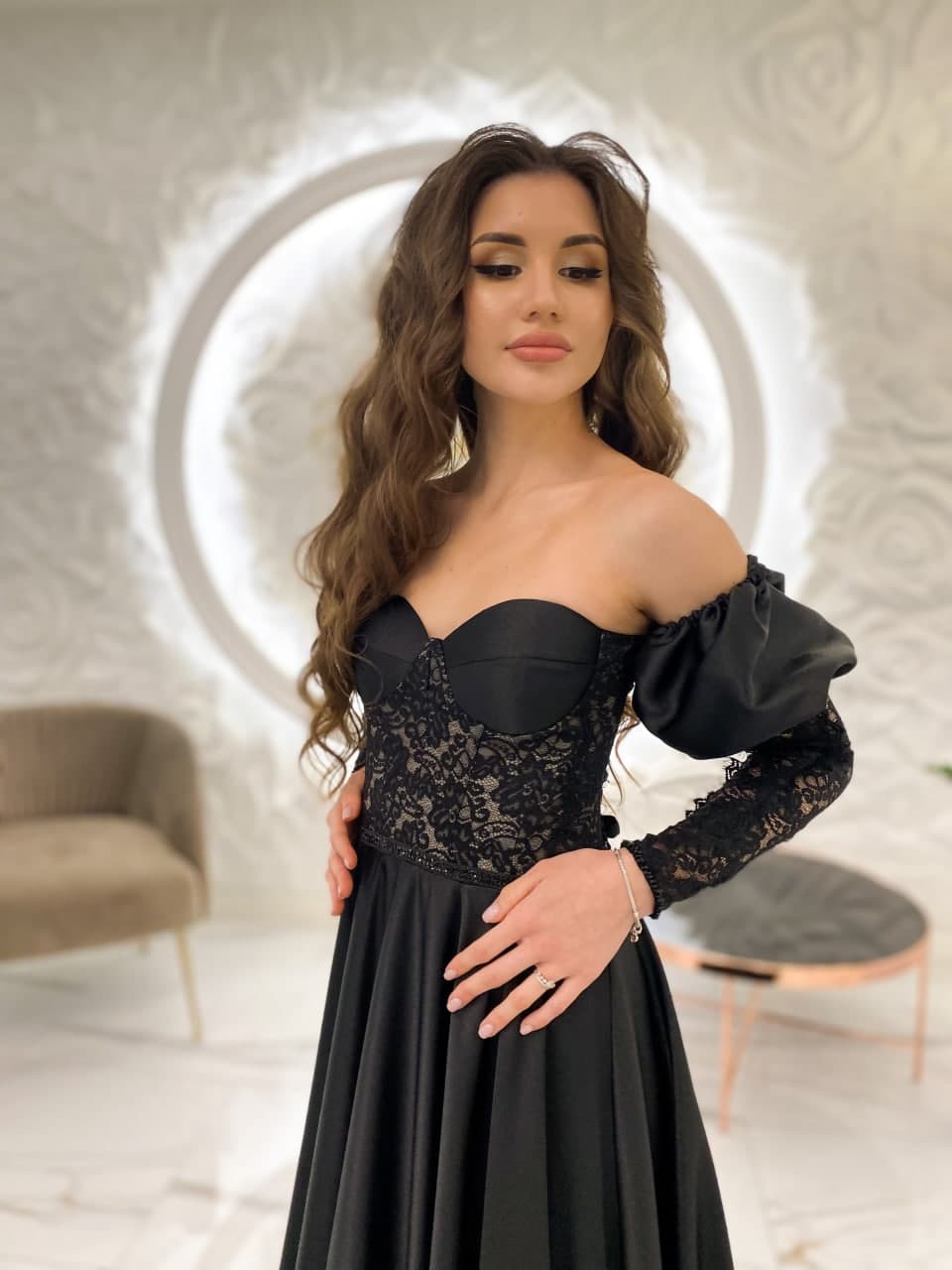 Black satin dress