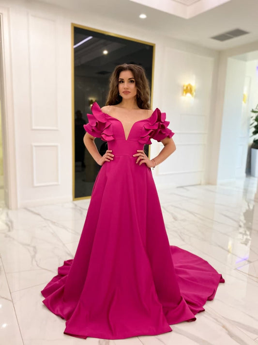 Hot pink satin dress