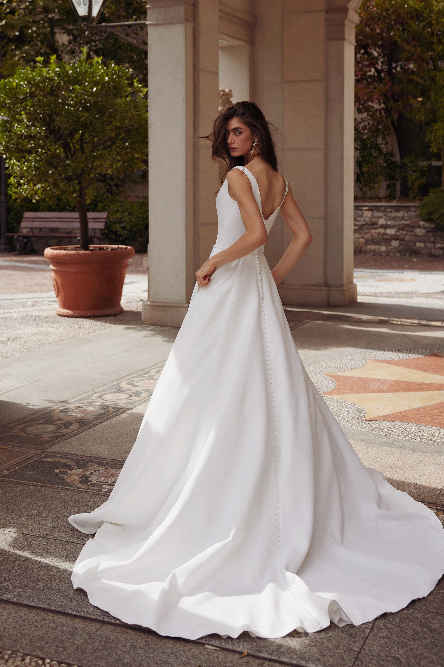 Justin Alexander Wedding Dress with Crepe Bodice and Satin Skirt