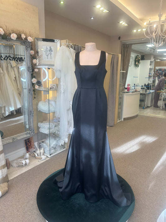 Black satin evening dress